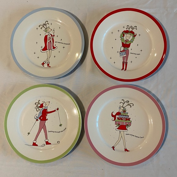4 Rosanna reindeer salad/dessert plates - Picture 1 of 1